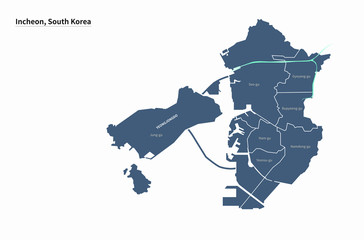 Wall Mural - gyeonggido map. vector of korea provinces map. south korea map.