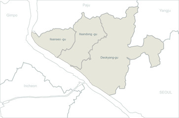  gyeonggido map. vector of korea provinces map. south korea map.