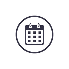Fototapete - Calendar Icon, Vector isolated flat design line illustration on circle