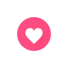Poster - Heart icon with long shadow, Vector isolated flat design illustration