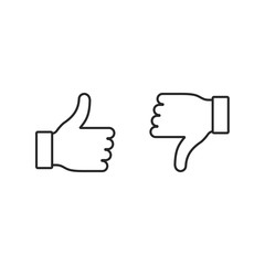 Fototapete - Thumbs up and down line icon, Vector like and dislike sign isolated on white