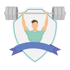 Sticker - young man athlete weight lifting