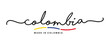 Made in Colombia handwritten calligraphic lettering logo sticker flag ribbon banner