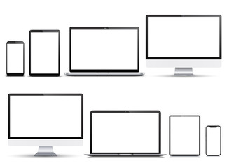 Poster - Set technology devices with white display - vector