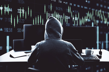 Poster - Unrecognizable hacker using computer