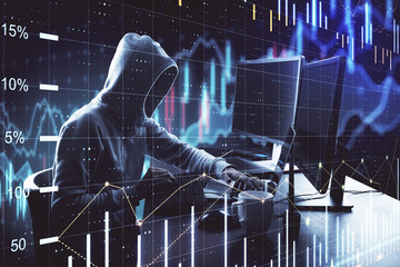 Poster - Hacker using computer with chart