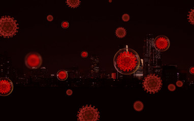 Wall Mural - wuhan coronavirus 2019-ncov concept. an outbreak occurs in wuhan, china. 3d virus.