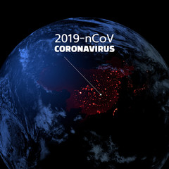 Wall Mural - wuhan coronavirus 2019-ncov concept. an outbreak occurs in wuhan, china. 3d virus.
