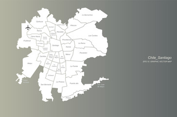 Wall Mural - graphic vector of chile map. latin america countries map. south america. santiago map.