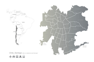 Wall Mural - graphic vector of chile map. latin america countries map. south america. santiago map.