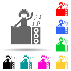 Poster - DJ multi color style icon. Simple glyph, flat vector of family icons for ui and ux, website or mobile application