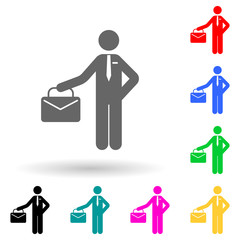 Poster - business man with a diplomat multi color style icon. Simple glyph, flat vector of finance icons for ui and ux, website or mobile application