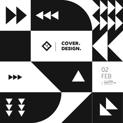 Poster - Black and white minimal geometric pattern vector design. Trendy backdrop.