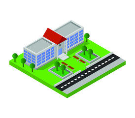 Sticker - isometric school