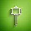 White line Battle hammer icon isolated on green background. Vector Illustration