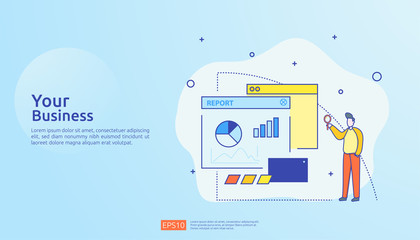 Poster - digital graph data for SEO analytics and strategic. statistics information, financial audit report document, marketing research for business management concept. vector illustration for infographic