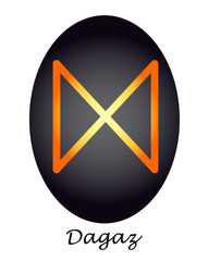  Historical Rune Dagaz bright yellow and orange on a black background. vector. illustration