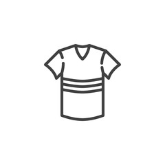 T-shirt with stripes line icon. linear style sign for mobile concept and web design. Short sleeve t-shirt outline vector icon. Symbol, logo illustration. Vector graphics