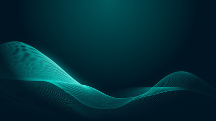 Wall Mural - dot green wave light screen gradient texture background. abstract technology big data digital backgr