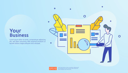 Poster - digital marketing strategy concept vector illustration. Business growth graph and chart increase to success. Return on investment ROI or increase profit. Finance stretching rising up for banner