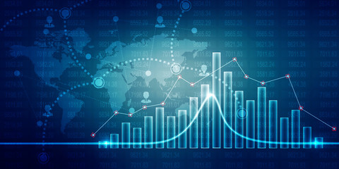 Poster - 2d rendering Stock market online business concept. business Graph 
