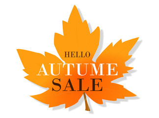 Wall Mural - Hello autumn on orange maple leaf background. Vector Illustration, eps 10