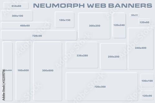 Fotografía Standard Size Neumorphic UI Web Banners Templates