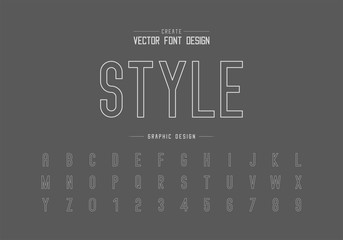 Poster - Line font and alphabet vector, Letter typeface and number design