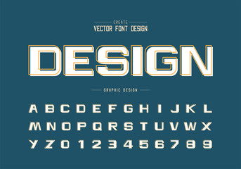 Poster - Line font with white shadow and bold alphabet vector, Design typeface letter and number