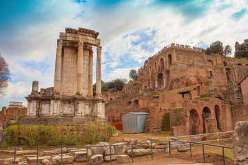 Wall Mural - old ruins in Roman Forum, Rome city. Italy