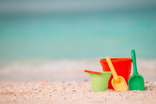 Beach Kid's Toys On White Sand Beach