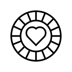 Sticker - casino chip with heart isolated icon