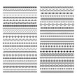 © MicroOne - Hand drawn line borders. Dividers with geometric elements, vintage doodle frame graphic, horizontal ornamental text decoration vector set. Illustration dividing frame line, doodle hatching underscore