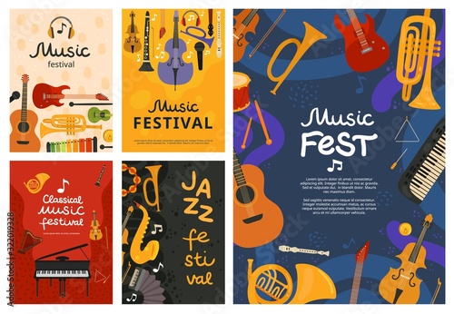 Dekoracja na wymiar  festiwal-muzyczny-koncert-jazzowy-projekt-plakatu-instrumentow-muzycznych-gitara-i-fortepian-saksofon