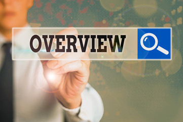 Poster - Conceptual hand writing showing Overview. Concept meaning the general review or summary of subject project movie book