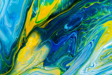 Wall Mural - blue acrylic pour color liquid marble abstract surfaces design.