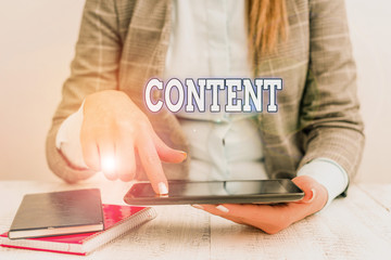 Poster - writing note showing content. business concept for things included in something marketing material s