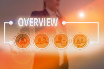 Poster - Writing note showing Overview. Business concept for the general review or summary of subject project movie book