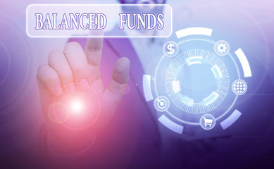 Poster - Conceptual hand writing showing Balanced Funds. Concept meaning hybrid mutual fund that combines different securities