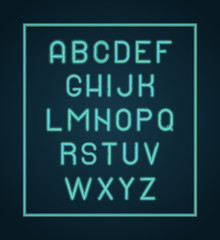 Poster - Neon alphabet. Lighting letters glow font vector lettering. Alphabet neon font, type letter glowing illustration