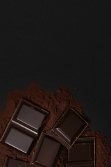 Dark chocolate on a dark background