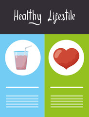 Poster - healthy lifestyle lettering with icons