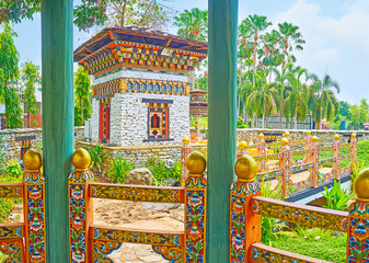 Poster - The view from whooden pavilion, Bhutan garden, Rajapruek park, Chiang Mai, Thailand