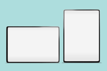 Poster - Digital tablet large full screen smart slim edge mock up background with copy space and Clipping path on blank screen easy replace you design .