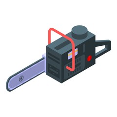 Poster - Petrol chainsaw icon. Isometric of petrol chainsaw vector icon for web design isolated on white background