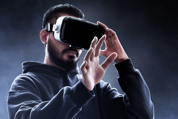 Poster - Man wearing virtual reality headset