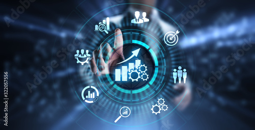 Fotografía Smart KPI Performance analysis improvement business industrial technology concept