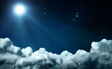 Fototapeta Niebo - Night sky with clouds and stars