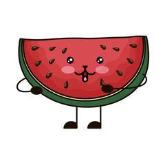 Canvas Print - fresh watermelon fruit kawaii character