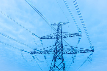 High voltage post,High voltage tower sky surise background